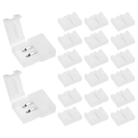 M METERXITY 20-Pack 2-Pin LED Strip Lights Connectors, Solderless and Gapless Adapter Connectors for 8mm 5050 2835 3528 Strip Lights/DIY Lighting, LED Tape Light Clips[White]