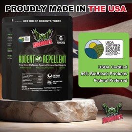 BugBarrier's Extra-Strength Mouse Repellent Deterrent Pouches, USDA 99% Biobased, Peppermint & Rosemary Oils Repel Mice Nesting in Car, RV, Boat, Garage, Shed, Cabin Made in The USA (Pack of 12)