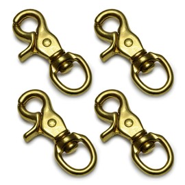 Ganzoo Scissor Snap Hook Swivel L:65mm Snap Carabiner for Dog Leash, 4 Pack Swivel Carabiner, Trigger Head for Paracord 550 Dog Collar, Alloy Steel, Swivel Head, Color Gold