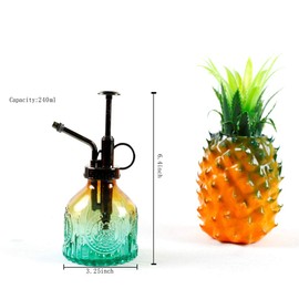 Hniuyun Glass Plant Mister Spray Bottle, 6.4 All Vintage Plant Spritzer Watering Can, Bronze Plastic Top Pump, Plant Mister Glass Watering Garden Tool (Yellow Green Gradient)