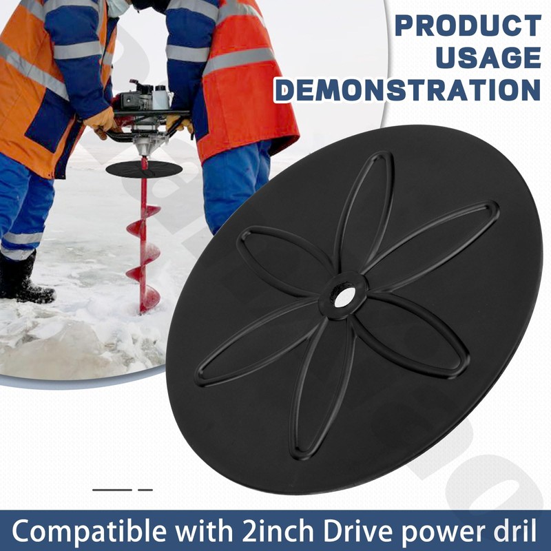 Ice Auger Drill Adapter with 9" Stopper Disc (Black) &
