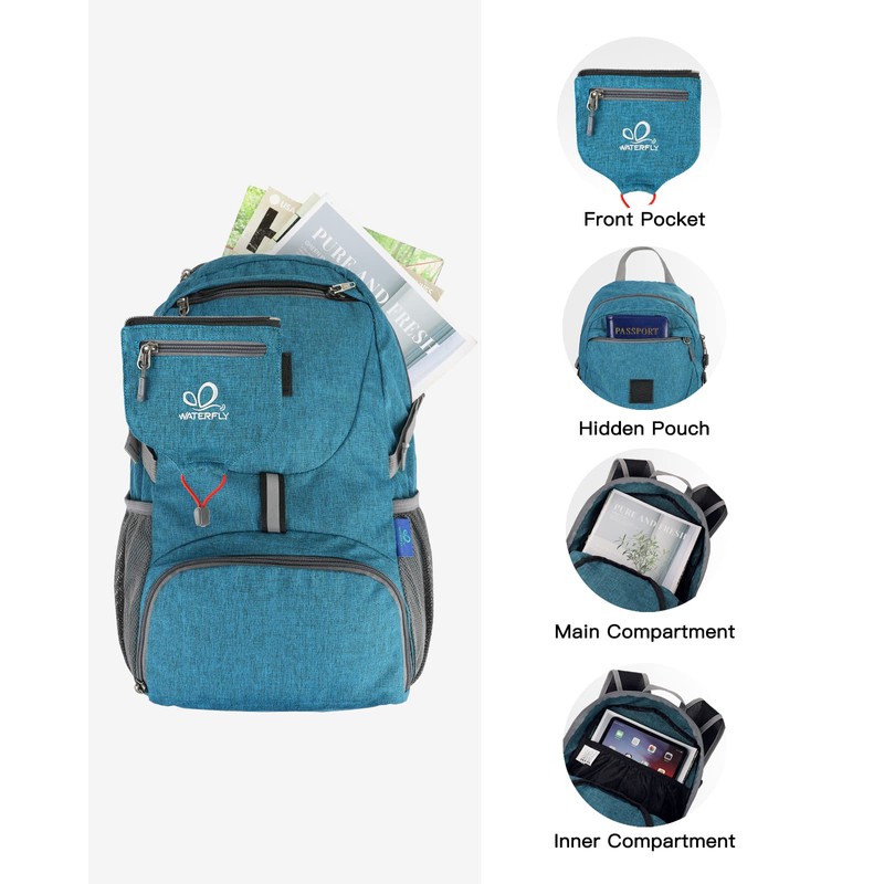 WATERFLY Small Lightweight Packable Backpack: 20l Ultra Light Foldable Travel