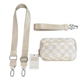 Gold Blush DualMode 2 in 1 Wallet – Nylon Wristlet & Crossbody Bag for Women, Fits Most Smartphones, Stylish & Versatile wallets purse:_Solid Beige