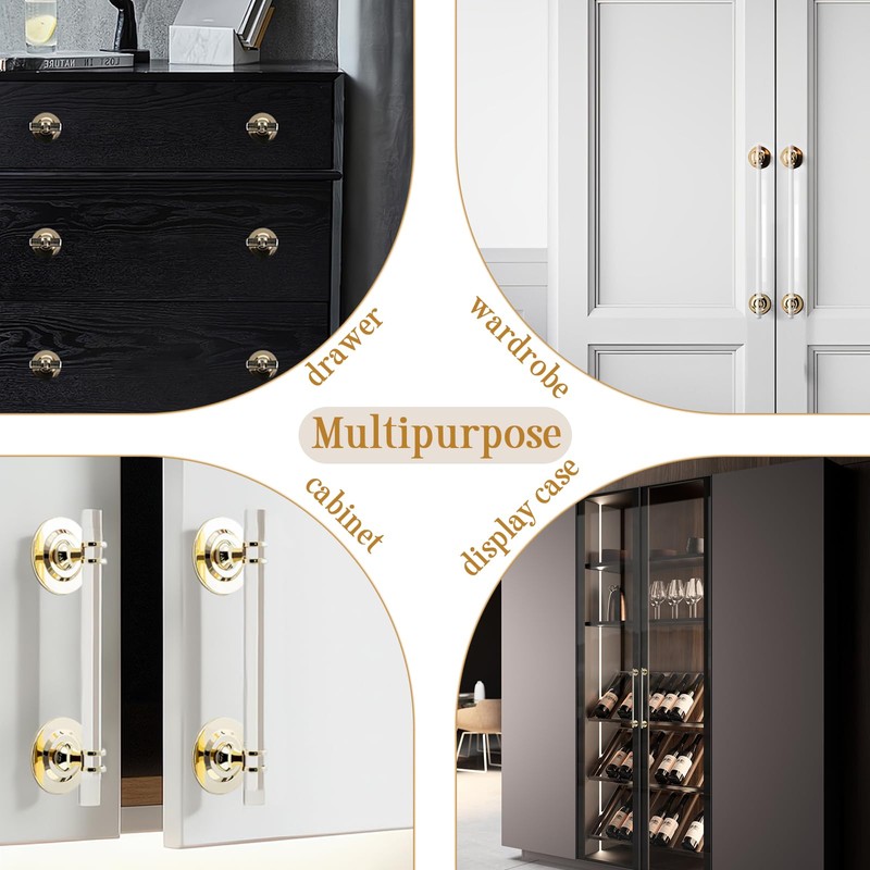 Elistonie 2 Pcs Clear Acrylic Adhesive Cabinet and Furniture Pulls