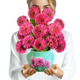 PINELIFE Pop Up Cards for Mom 3D Paper Daisy Flowers Greeting Cards Gifts, Women's Birthday Anniversary Bouquets with Note Card & Envelope (Mystical Daisy)