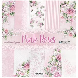 ScrapAndMe Scrapbooking Double Sided Paper set 12 x 12, CardStock, ScrapAndMe, Pink Roses.