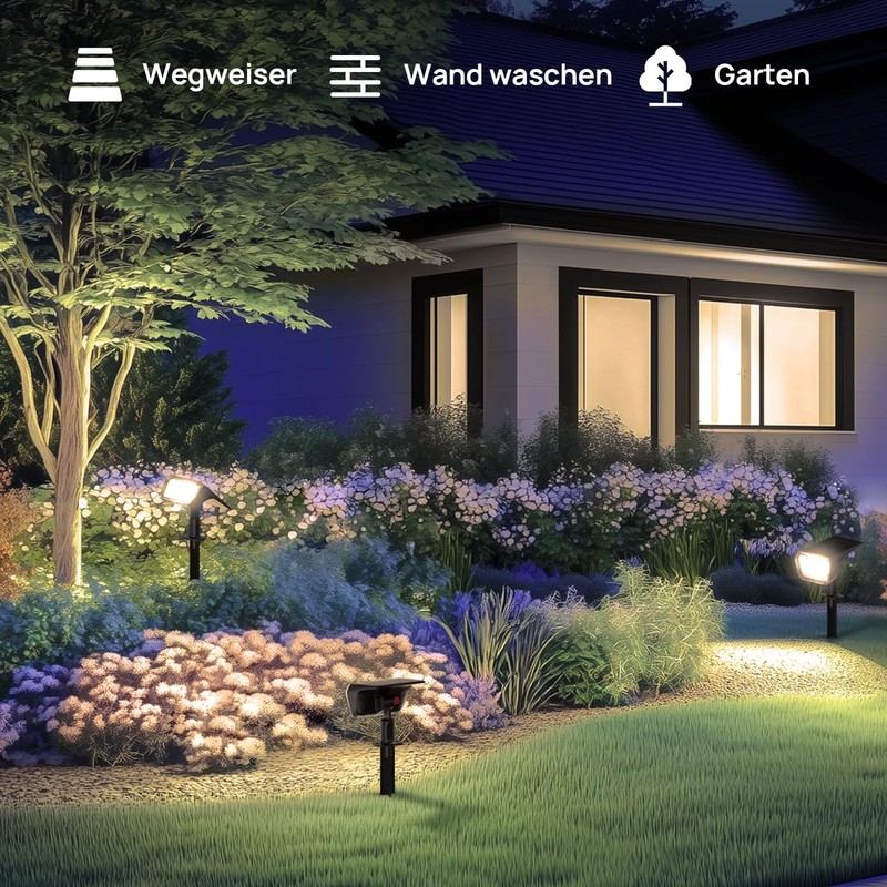 Linkind 60-Led Solar Spotlight for Outdoor Use, Warm White, 800