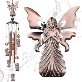 IYARA CRAFT Angel Wind Chime, Copper Wind Chime, Lucky Angel Decor Gift, Garden Decor, Yard Décor Outside, Angel Gifts