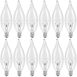 COLWATT 12-Pack E12 Candle Light Bulbs 40W Warm White 2500K, 380 Lumen Dimmable Chandelier Light Bulbs for Ceiling Fan, Pendants or Outdoor, CA10 Clear Candelabra Base Bulbs