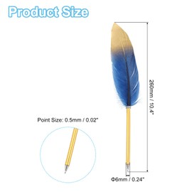 PATIKIL Dark Blue Gold Feather Ballpoint Pens Bulk, Metal Holder Black Ink Vintage Quill Writing Pens with 5 Pieces Refill for Office, Wedding Signature, Red Bronze