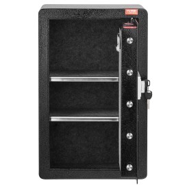 Single Door 3.5 Cu.ft Key Lock & Password Safe Box with LED Light 2 Shelves & Fireproof Bag Includes Key RackVolume: 3.1-3.9 cu.ft