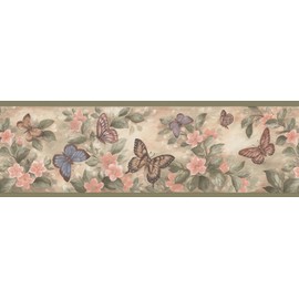 Brewster Home Fashions 137B38634 Kitchen Bath Bed Resource III Butterflies Wall Border, 6-Inch by 180-Inch, Pastels