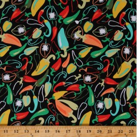 Fields Fabrics Twill Bottom Weight Peppers Food Vegetables 60" Fabric by the Yard D252.10