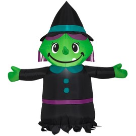 Gemmy Airblown Inflatable Little Witch, 3.5 ft Tall, Black