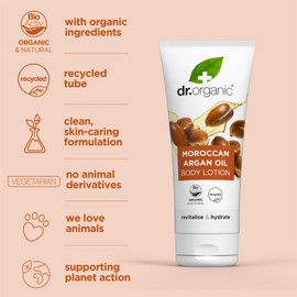 Dr Organic Moroccan Argan Oil Lotion, Moisturising, Normal & Dry Skin, Mens, Womens, Natural, Vegetarian, Cruelty-Free, Paraben & SLS-Free, Organic, 200ml, Packaging may vary