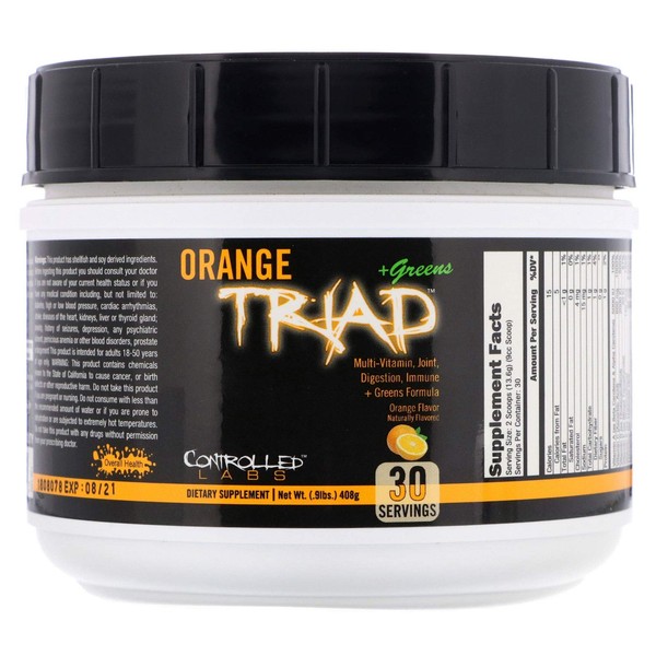 Controlled Labs Orange Triad + Greens, Orange Flavor, 0.9 lbs (408 g)