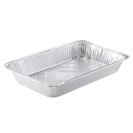 Pactiv Aluminum 1/2 Size Shallow Extra Heavy Disposable Steam Table Pan Silver, 25 oz. | 100/Case