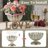 Distressed Silver Compote Flower Vase 9" Wide 6.5" High for