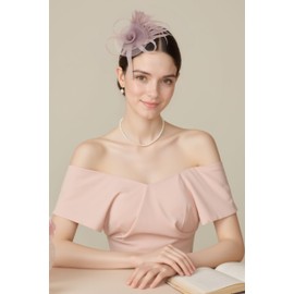 BABEYOND Fascinators Hats for Women - Tea Party Hats Kentucky Elegant Tulle Mesh Feather Bridal Wedding Headband Hair Clip Pink