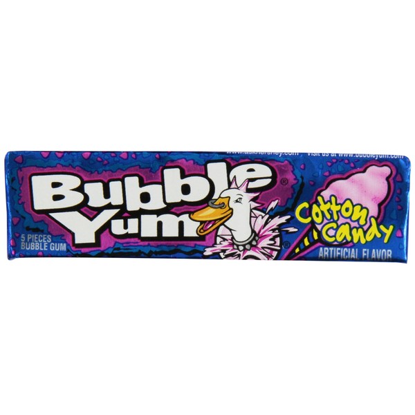 Bubble Yum algodón Candy Bubble Gum – suave y fácil de masticar, sabor original de larga duración – 5 piezas, paquete de 18