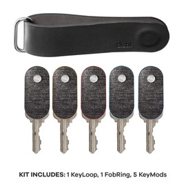 Distil Union Ferris KeyLoop Key Organizer | Minimalist Compact Key Holder | Includes Leather Cover, 5 KeyMods, & FobRing | Holds up to 6 Keys + Car Key