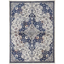 Feizy Rugs - Bellini Vintage Bohemian Rug, Blue/Gray/Rust Medallion, 2ft x 3ft Area Rug