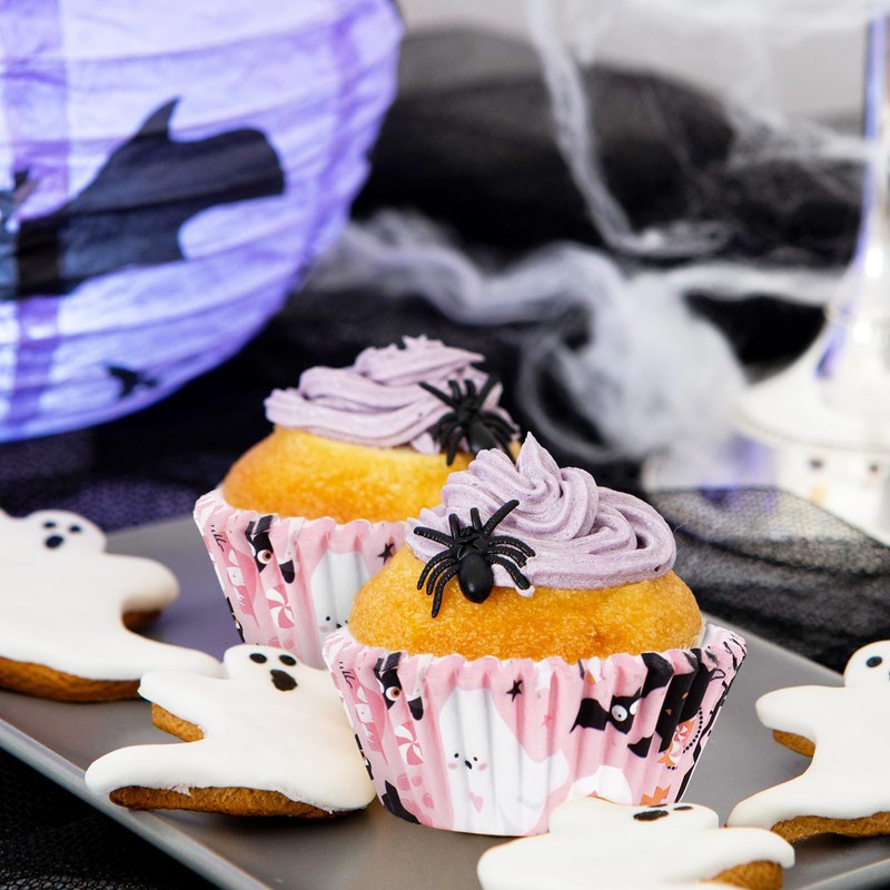 JarThenaAMCS 300Pcs Halloween Cupcake Liner Pink Boo Ghost Baking Cup