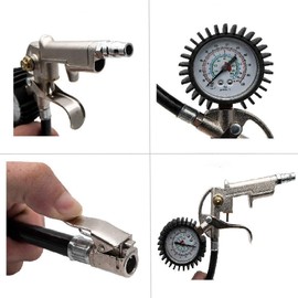 TOTMOX Heavy Duty Tire Pressure Gauge for Motor Vehicles Cycles Dinghies, 220 PSI Car Motorbike Truck Tyre Air Inflator Dial Pressure Meter Gauge