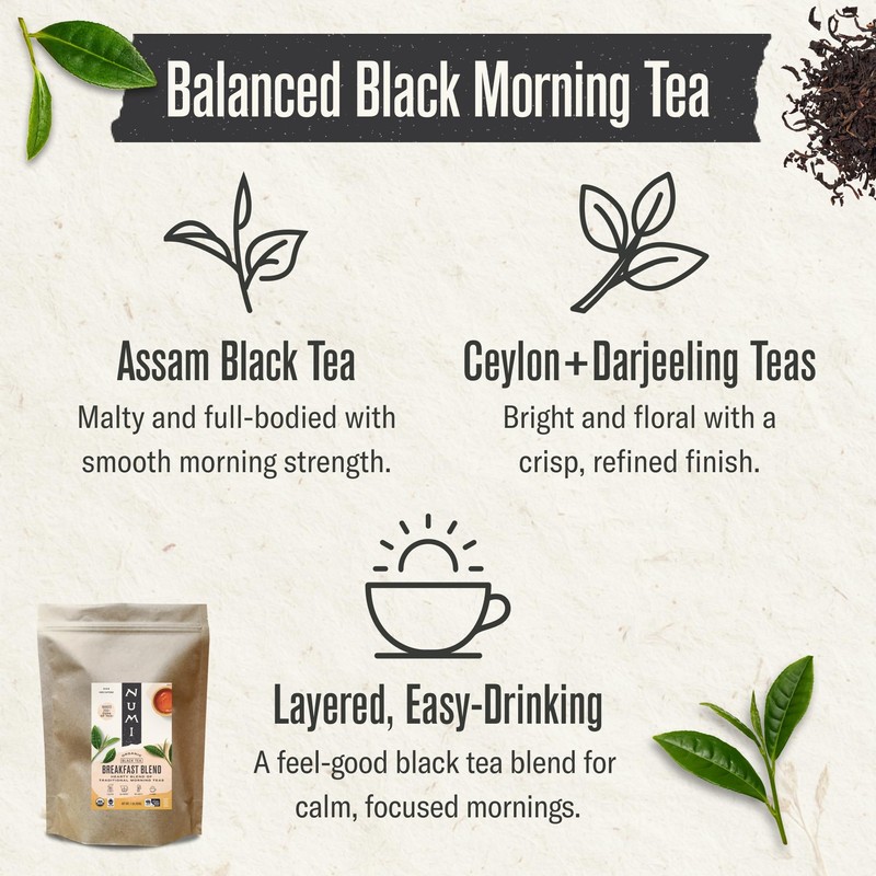 Numi Organic Breakfast Blend Tea, Loose Leaf Black Tea, 16
