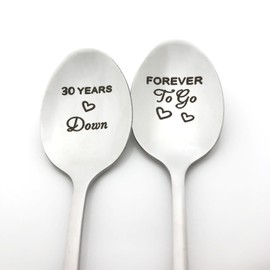 30th Anniversary Spoon Gifts for Couples 30 Years Down Forever to Go Spoon Set 30 Year Wedding Anniversary Spoon Gifts for Him Her Husband Wife Parents 30 Years of Marriage Gift