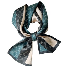 MEISEE 100% Mulberry Silk Scarf for Women 59”*6.3” Long Headscarf Neck Scarf Hair Wraps and Shawls with Gift Packed (Green+Beige)