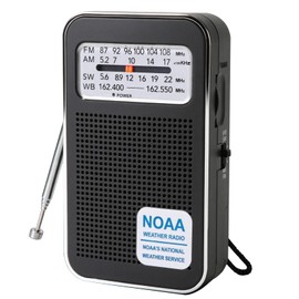 4 Bands AM FM SW WB Pocket Radio with Rechargeable Battery, Portable Battery Operated Transistor Radios, NOAA Weather Emergency Radio, DSP Chip Excellent Reception & Earphone Jack (2 Power Source)