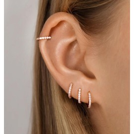 SCTHCS Gold Hoop Earrings for Women Cubic Zirconia Trendy Chunky 14K Gold Plated Earrings Hypoallergenic Huggie Hoop Earrings for Women Lightweight Gold Hoop Earrings Set Jewelry