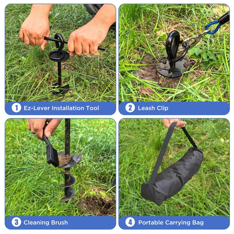 Palaelumen Dog Tie Out Cable and Stake - 30ft Heavy