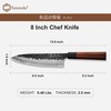 Sunnecko Japanese Chef Knife 8 Inch Chef Knife Wood Handle,
