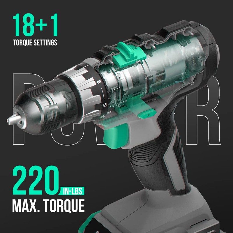 Litheli Cordless Drill Set, 20V Max Power Drill, 3/8” Keyless