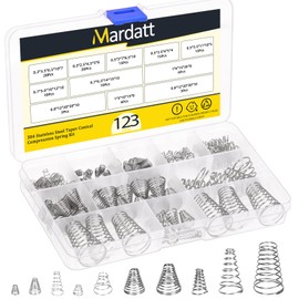 Mardatt 123Pcs 10 Sizes Stainless Steel Conical Spring Compression Springs Set, Tower Taper Springs Conical Cone Compression Small Spring Taper Pressure Return Spring for Home Repair