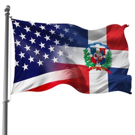 Vintage Flag Of Dominican Republic And America Flag 3x5 Ft Double Sided Vivid Color, Indoor/Outdoor Yard Garden Lawn Holiday Decoration Banner Sign