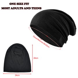 chiquieray Slouchy Beanie Hat for Men/Women, Winter Slouch Beanie Hat, Cotton Beanie, Soft Slouch Beanie Hat Elastic Light Baggy Skull Cap, Chemo Headwear, Running Hats for Women and Men Unisex Black