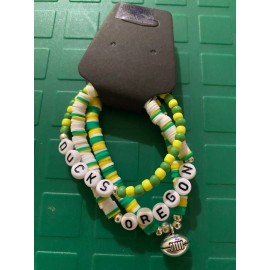 Unbranded Oregon Ducks 3 Piece Womens Bracelet Set - Football Charm