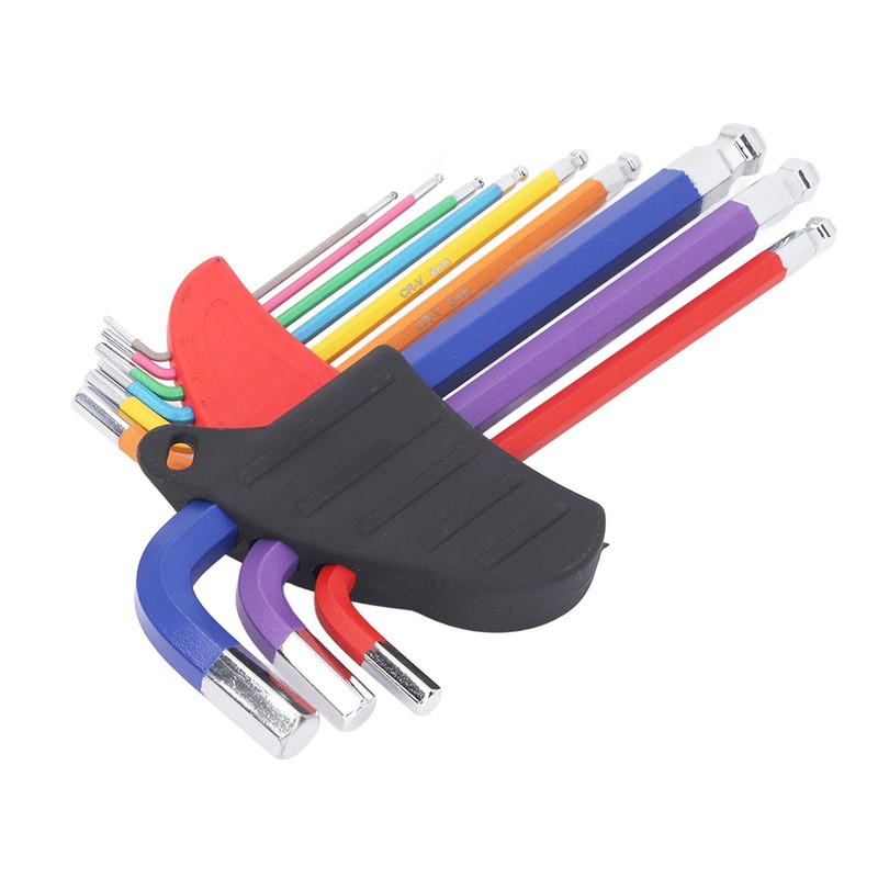 9 Pcs Hex Wrench Set Color Coded Non Slip CR