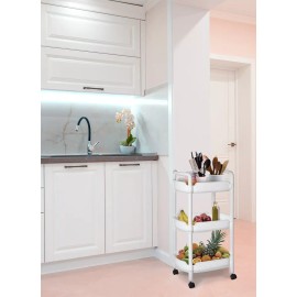 Shopilinc Carrito Organizador 360 Multiusos 3 Niveles Plástico Blanco