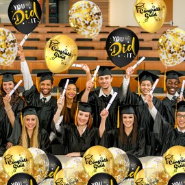 Bicuces 36 Pcs Graduation Balloons Graduation Party Decorations Class of 2025 Congrats Grad You Did It Balloons for University College Class of 2025 Decorations