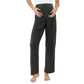 Amorbella Womens Maternity/Pregnancy/Pregnant Lounge/Sleep/Workout Pant Over The Belly(Dark Gray,Small)