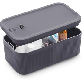 Abschließbare Box,Medikamenten Aufbewahrung,Medizinbox/Aufbewahrungsbox Mit Schloss,Phone Lock Box,Zeitschloss Box Für Küche/Home/School/Kühlschrank/Büro/Personal/Reisen(Grau/23.9*13.1*9.6cm)