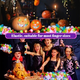 Sosation 100 Pcs Christmas Light up Ring LED Flashing Ring Glow in The Dark Bumpy Jelly Ring Finger Light Christmas Party Favors Light up Blinking Ring for Party(Rainbow,Medium,Flower Style)