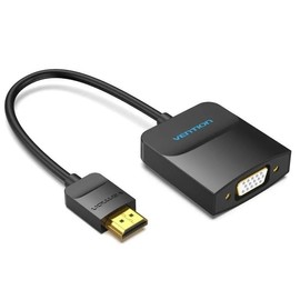 Watio Wave Konverter - HDMI zu VGA Konverter 0,15 m, schwarz, ermöglicht den Anschluss von HDMI-Geräten an VGA-Displays ohne Externe Stromversorgung