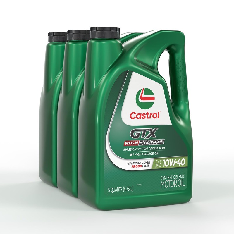 Castrol GTX High Mileage 10W-40 Synthetic Blend Motor Oil, 5