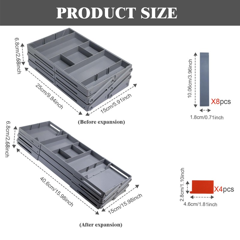 Drawer Organizer, Multi Level Collapsible Drawer Organizer with Adjustable Compartments,