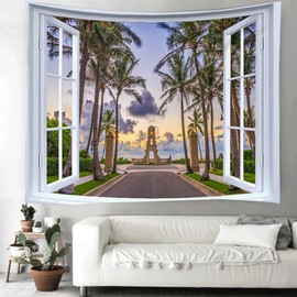 XIUYINHS - Tapiz de bosque natural, tapiz de pared de paisaje, tapiz de árbol de montaña, para hogar, oficina, recámara, decoración de interiores y exteriores, tamaño grande, 59 pulgadas de ancho x 59